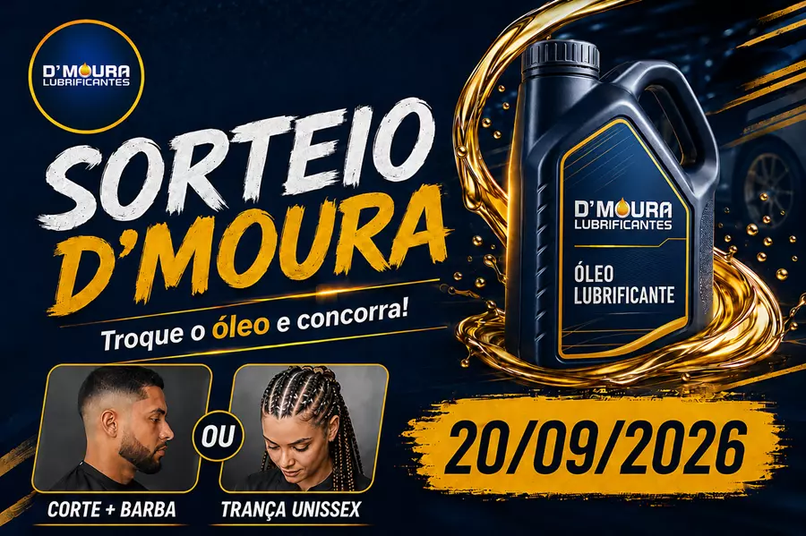 Sorteio D’Moura Lubrificantes: troque o óleo e concorra a um prêmio especial